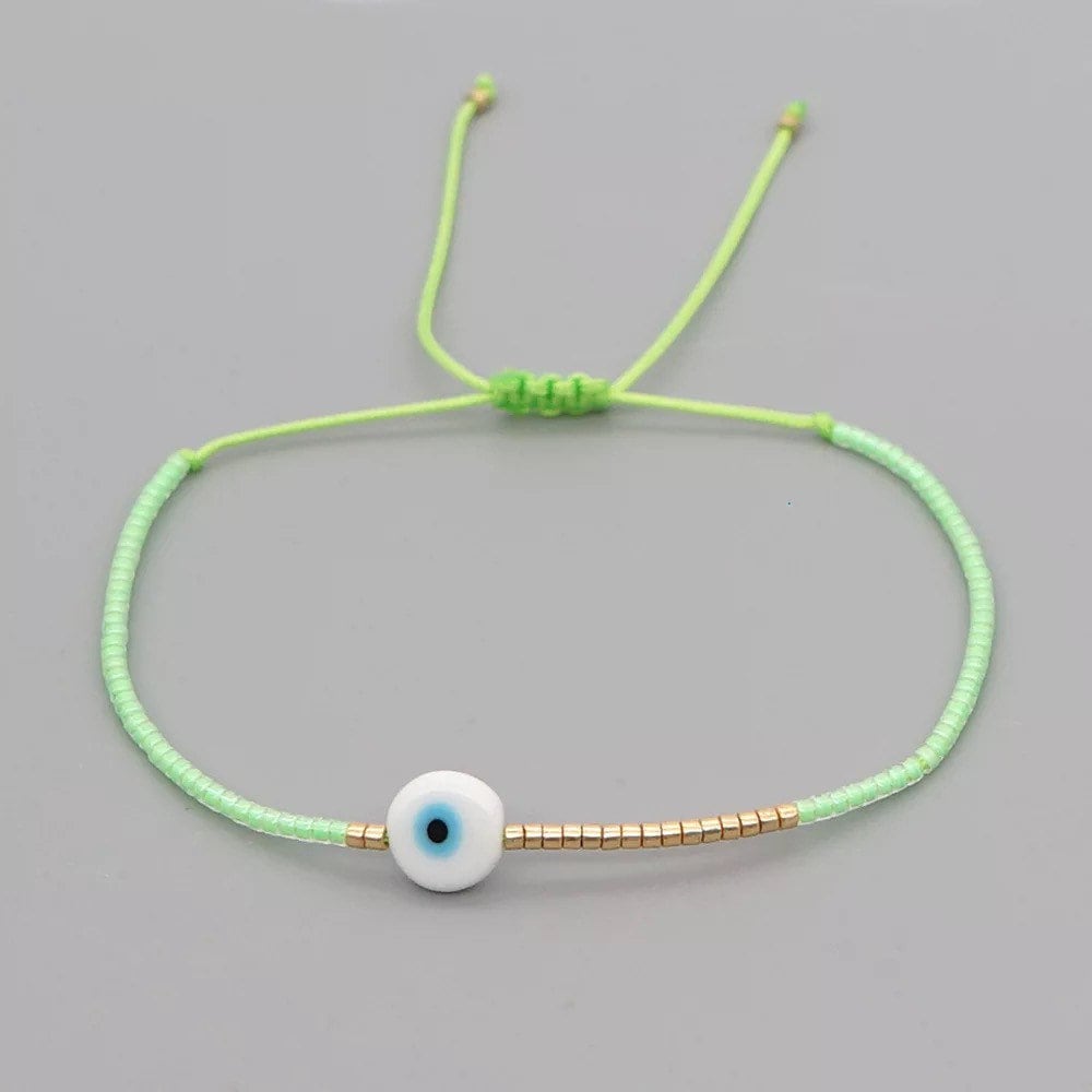 Evil Eye Bracelet | Seed Beads | Adjustable Colorful | Summer | Mal de Ojo | Protection Symbol | Good Luck Charm | Talisman | Jewelry | Gift Crystal Eyes It