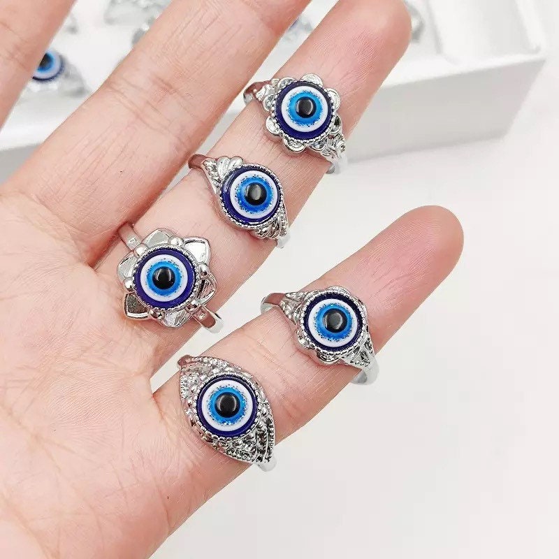 Evil Eye Ring | Nazar | Matiasma | Mal de Ojo | Protection Symbol | Good Luck Charm | Talisman | Jewelry | Gift Crystal Eyes It