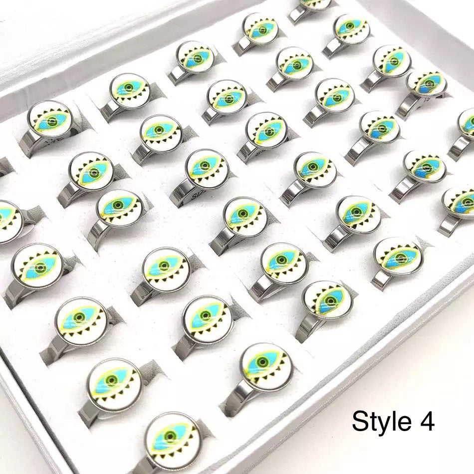 Evil Eye Ring | Nazar | Matiasma | Mal de Ojo | Protection Symbol | Good Luck Charm | Talisman | Stainless Steel | Silver | Jewelry | Gift Crystal Eyes It