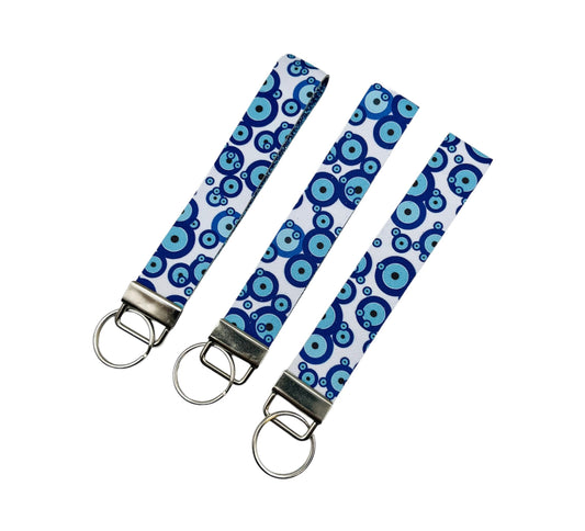 Evil Eye Keychain Wristlet | Wrist Lanyard | Fob | 6 inches | Blue | Protection | Women | Gift Crystal Eyes It
