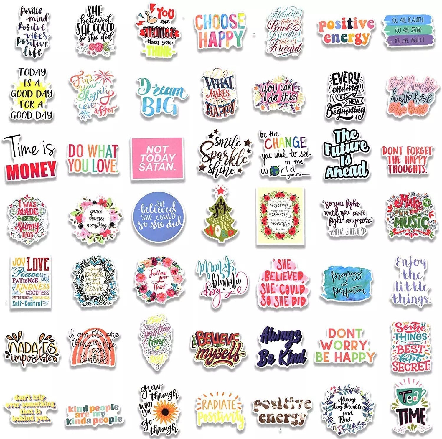 Positive Affirmation Stickers | Motivational Quotes | Inspiration | Quotes | Pack of 10 20 30 40 50 | Matte Vinyl | Waterproof | Gift Crystal Eyes It