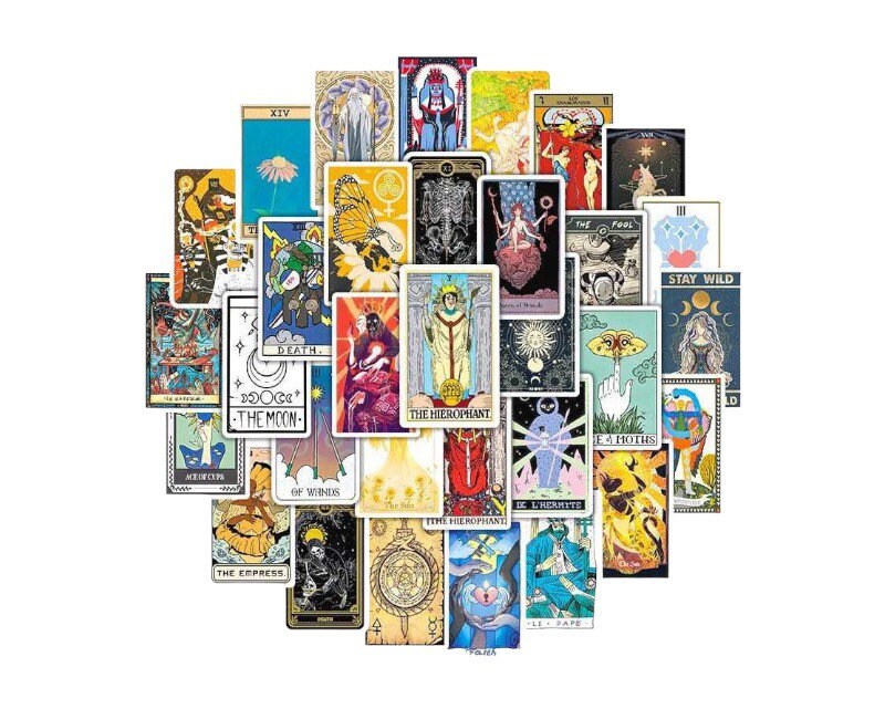 Tarot Card Stickers | Witchy | Funny | Pack of 10 20 30 40 50 | Glossy Vinyl | Waterproof | Gift Crystal Eyes It