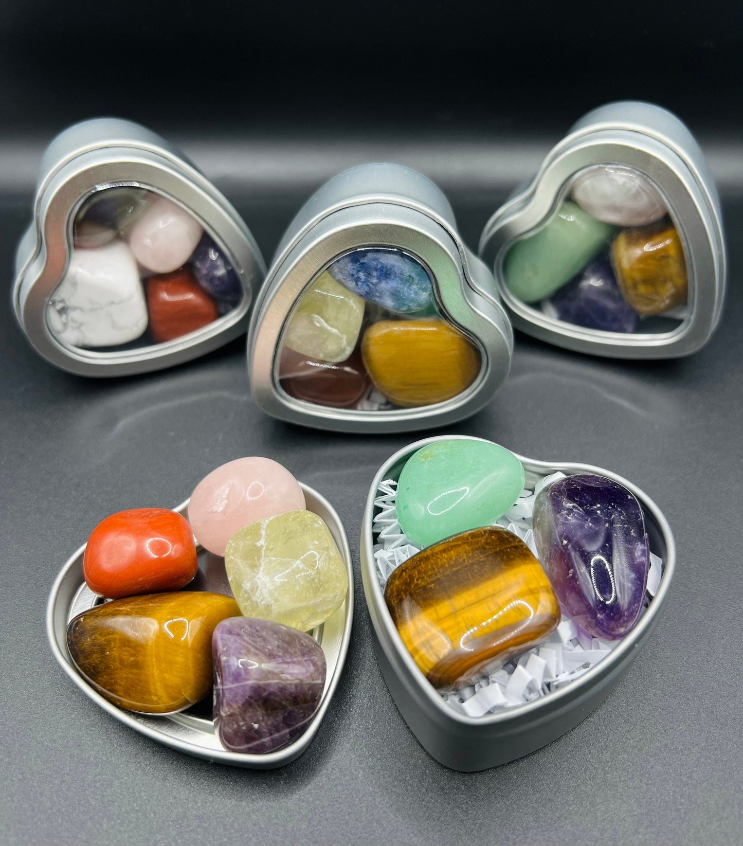 Crystal Mystery Set | Heart Box | Tumbles | Random | Surprise | Polished | Gemstones | Valentine’s Day Crystals | Gift Crystal Eyes It
