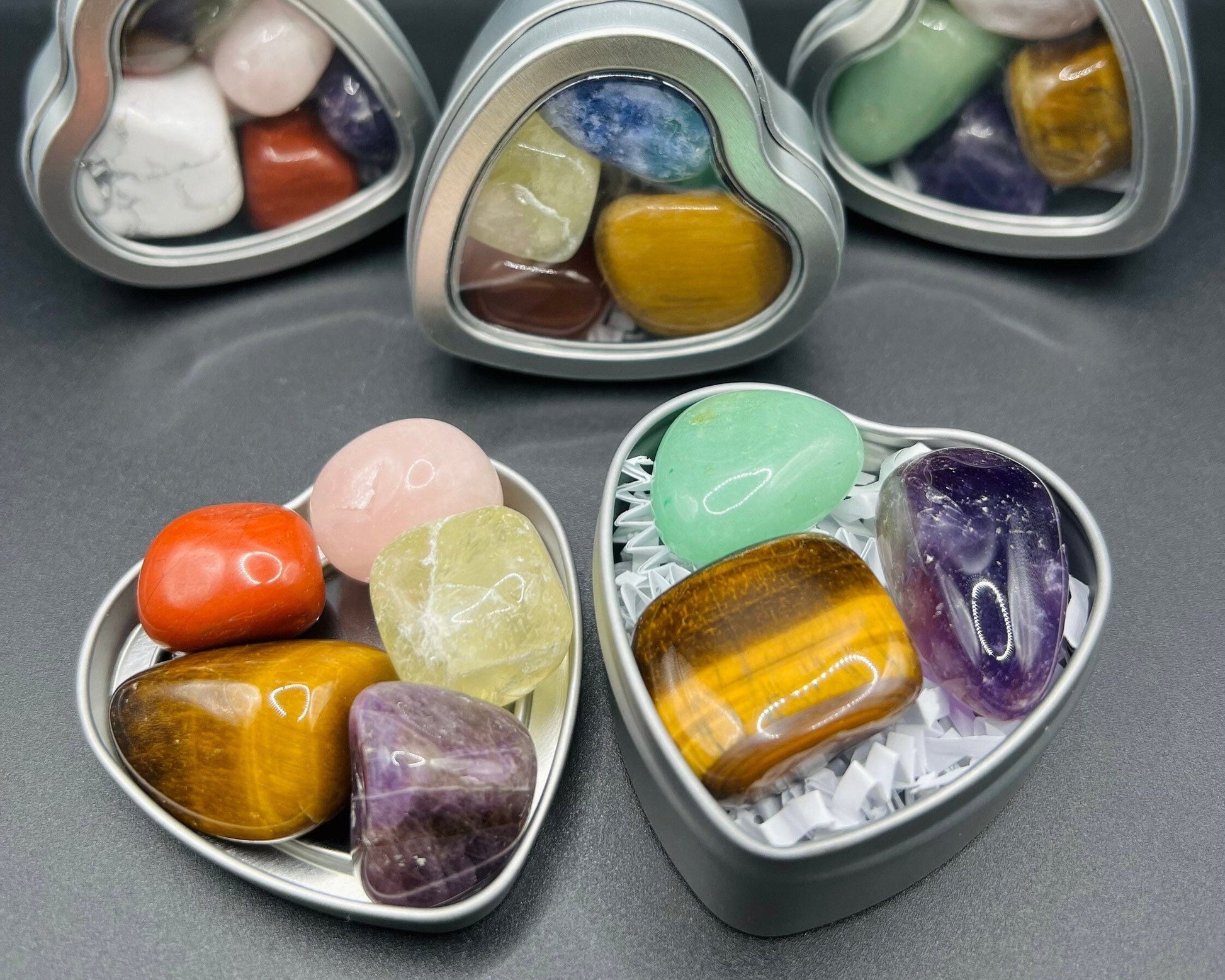 Crystal Mystery Set | Heart Box | Tumbles | Random | Surprise | Polished | Gemstones | Valentine’s Day Crystals | Gift Crystal Eyes It