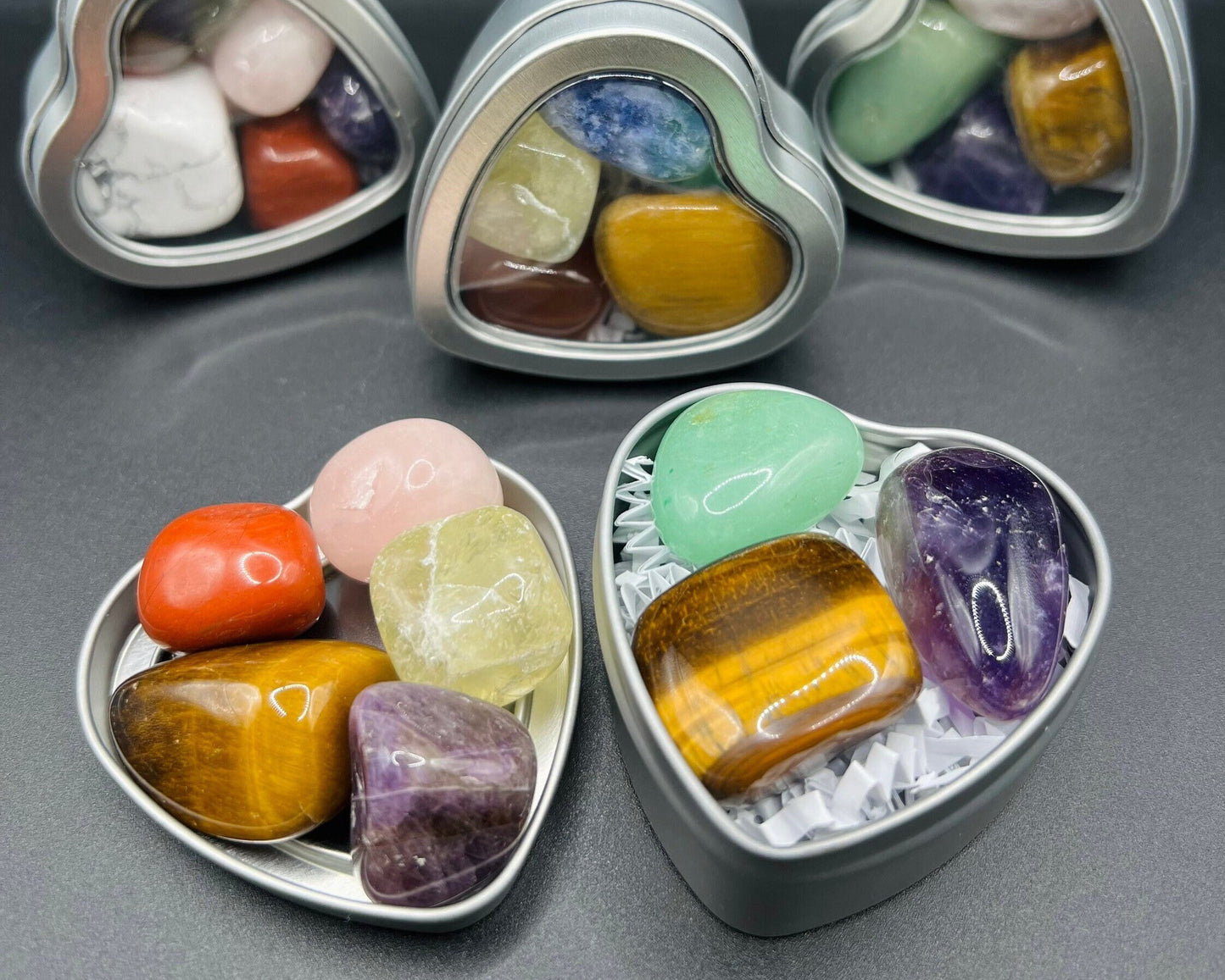 Crystal Mystery Set | Heart Box | Tumbles | Random | Surprise | Polished | Gemstones | Valentine’s Day Crystals | Gift Crystal Eyes It