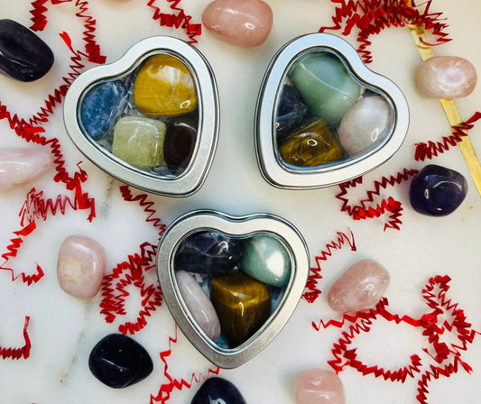 Crystal Mystery Set | Heart Box | Tumbles | Random | Surprise | Polished | Gemstones | Valentine’s Day Crystals | Gift Crystal Eyes It