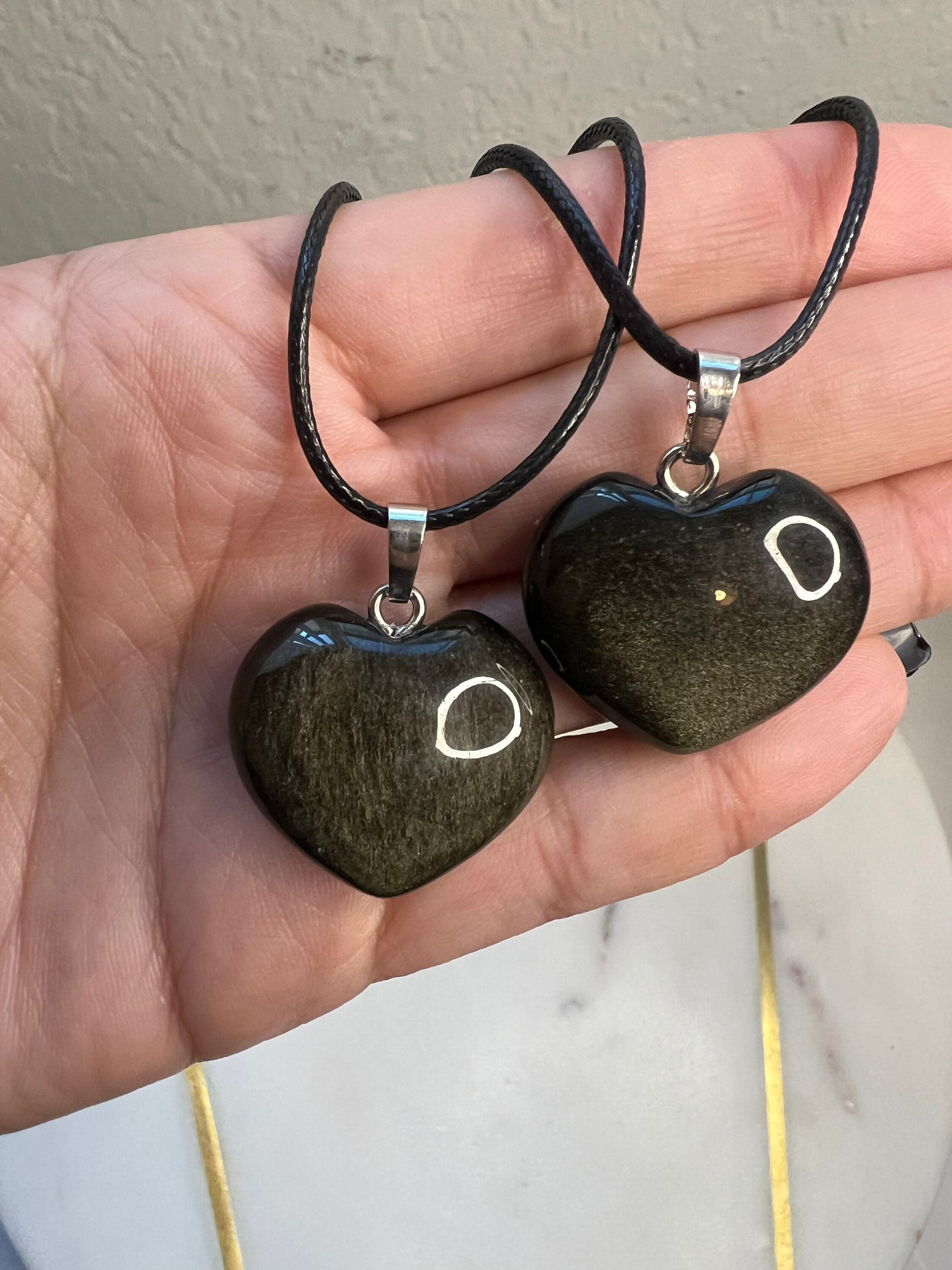 Gold Sheen Obsidian Heart Crystal Necklace | Healing Crystals | Protection | Jewelry | Gift My Store