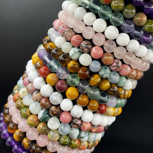 Crystal Bracelet | 6 mm Beads | Natural | Genuine | Gemstones | Handmade | Stretchy | Women | Gift Crystal Eyes It
