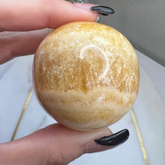 Orange Calcite Crystal Sphere | Banded | Stone | Ball | Orb | Healing | Altar Decor | Gift Crystal Eyes It