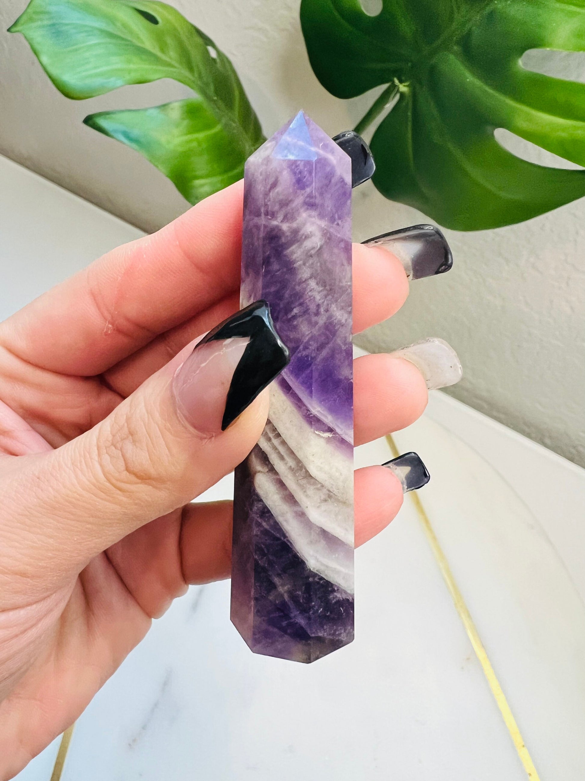 Amethyst Crystal Tower | Chevron | Point | Wand | Natural | Healing | Meditation | Altar Decor | Gift Crystal Eyes It