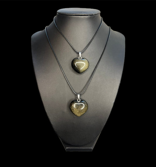 Gold Sheen Obsidian Heart Crystal Necklace | Healing Crystals | Protection | Jewelry | Gift My Store