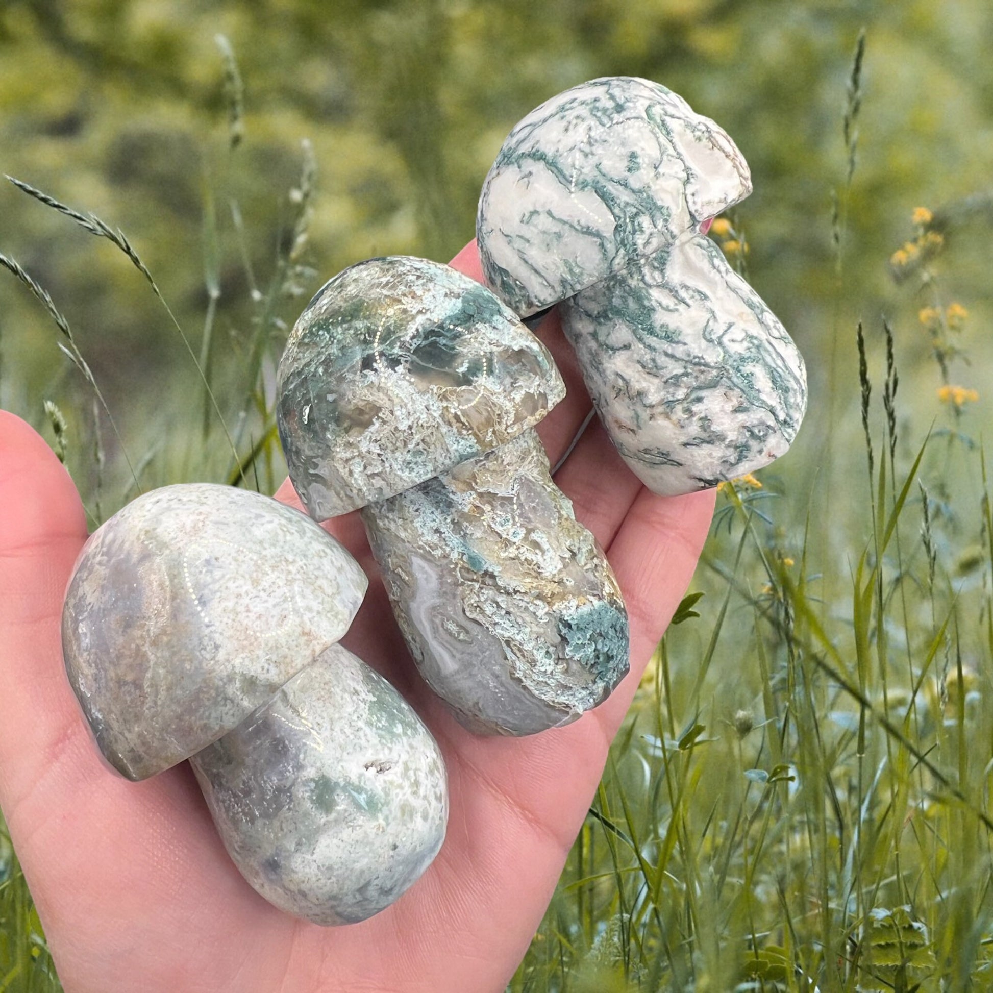 Moss Agate Mushroom Crystal 2-3” | Medium | Large | Crystal Shape | Decor | Gift Crystal Eyes It