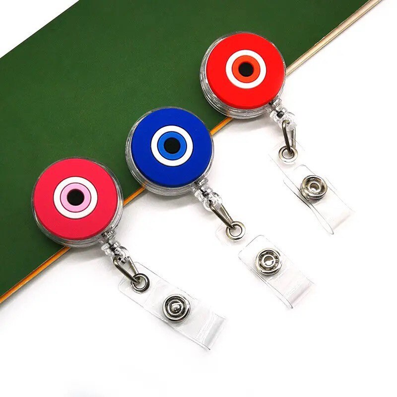 Evil Eye Retractable Badge Reel | ID Holder | Chain | Pendant | Charm | Protection | Good Luck | Gift Crystal Eyes It