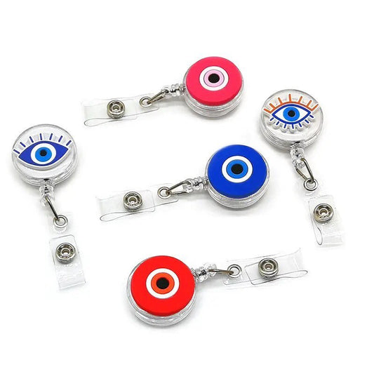 Evil Eye Retractable Badge Reel | ID Holder | Chain | Pendant | Charm | Protection | Good Luck | Gift Crystal Eyes It