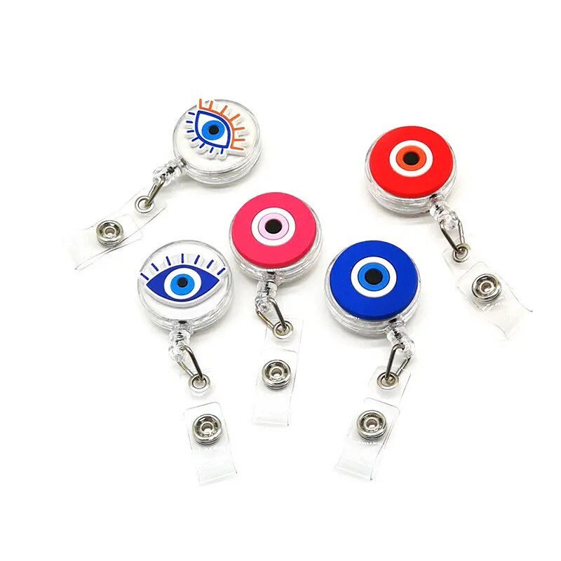 Evil Eye Retractable Badge Reel | ID Holder | Chain | Pendant | Charm | Protection | Good Luck | Gift Crystal Eyes It