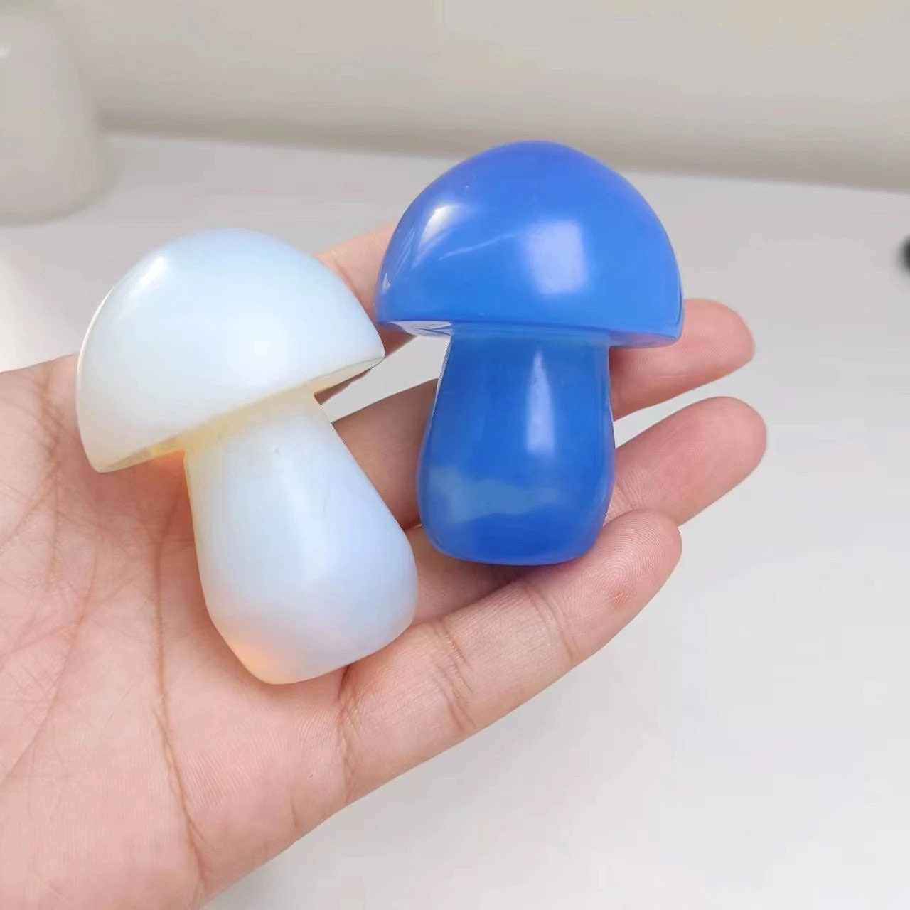 Opalite Mushroom Crystal 2-3” | Blue | White | Crystal Shape | Decor | Gift My Store