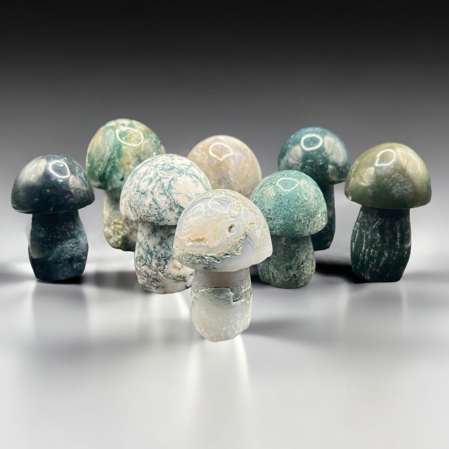 Moss Agate Mushroom Crystal 2-3” | Medium | Large | Crystal Shape | Decor | Gift Crystal Eyes It