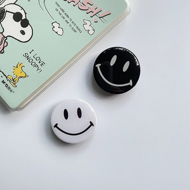 Smiley Face Phone Grip | Tablet | Stand | Holder | Smile | Black | White | Color | Accessory | Gift Crystal Eyes It