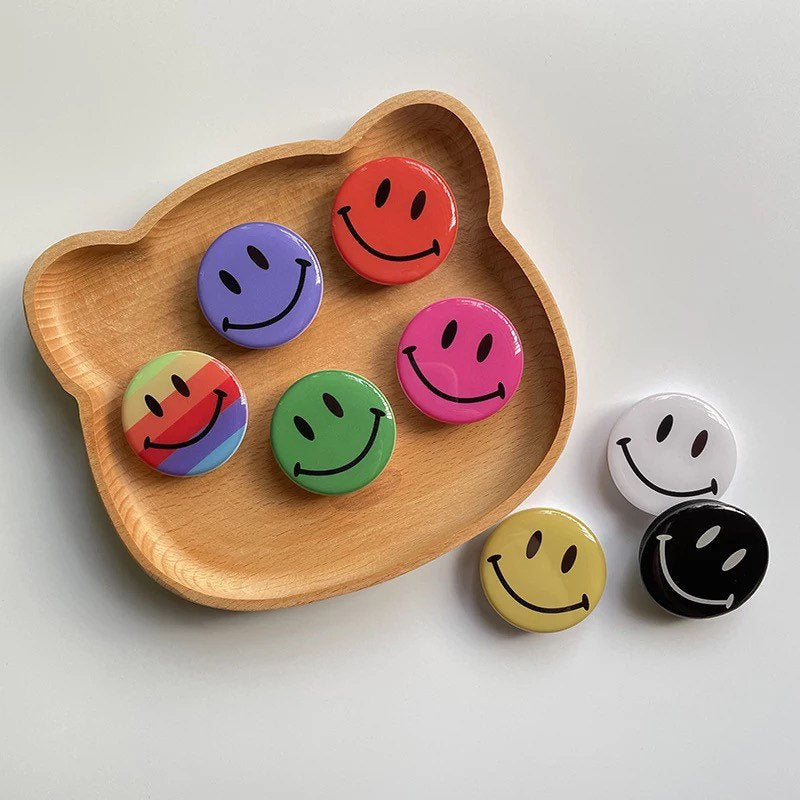 Smiley Face Phone Grip | Tablet | Stand | Holder | Smile | Black | White | Color | Accessory | Gift Crystal Eyes It