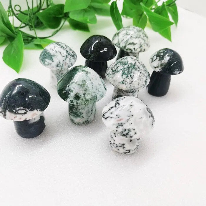 Moss Agate Mushroom Crystal 2-3” | Medium | Large | Crystal Shape | Decor | Gift Crystal Eyes It