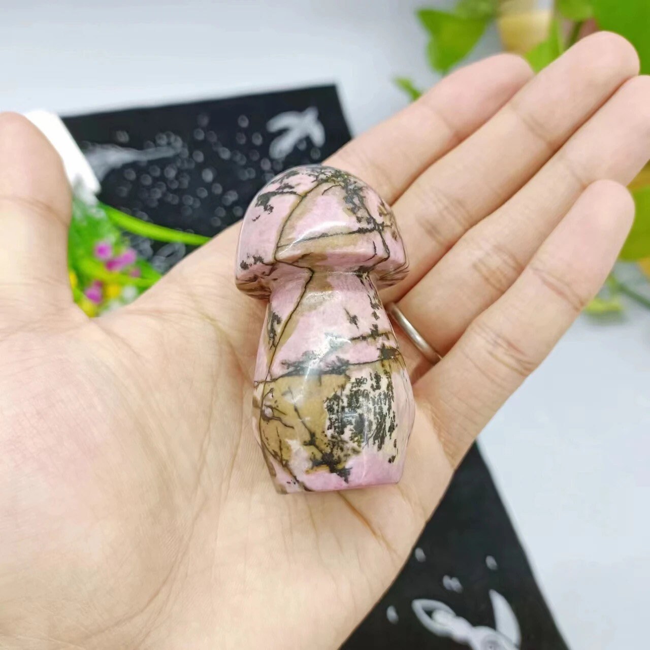 Rhodonite Mushroom Crystal 2-3” | Pink | Black | Crystal Shape | Decor | Gift My Store