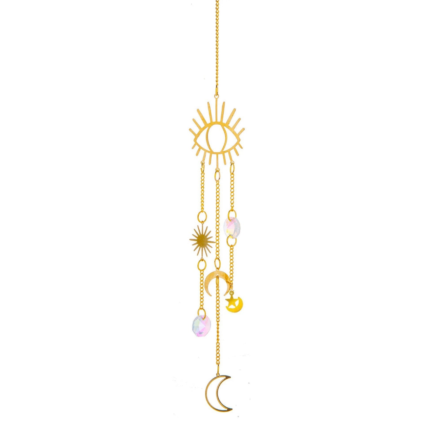 Crystal Sun Catcher | Gold Suncatcher | Evil Eye | Moon | Sun | Boho | Decor | Gift Crystal Eyes It