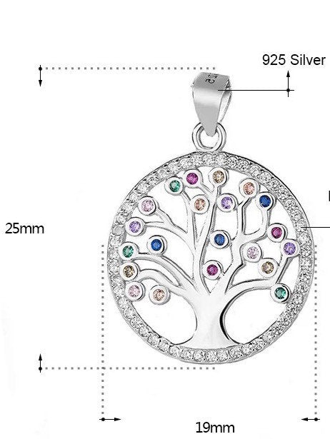 Tree of Life Necklace | Family | Birthstones | Jewelry | 925 Silver | Zircon | Pendant | Gift Crystal Eyes It