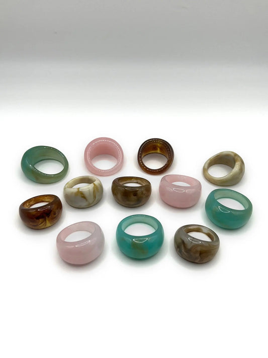 Statement Ring | Chunky | Oversized | Retro | Plastic | Pink | Green | Brown | Gift Crystal Eyes It