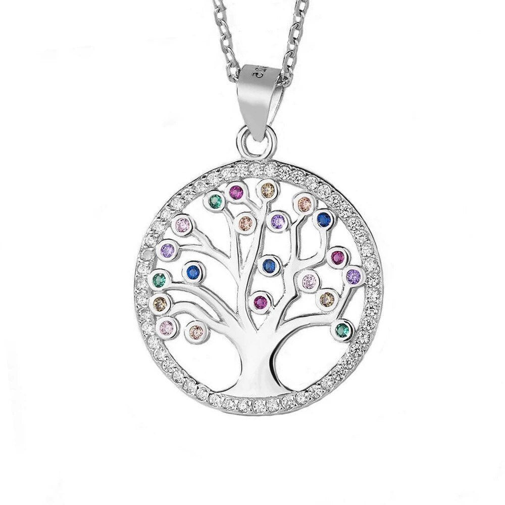 Tree of Life Necklace | Family | Birthstones | Jewelry | 925 Silver | Zircon | Pendant | Gift Crystal Eyes It
