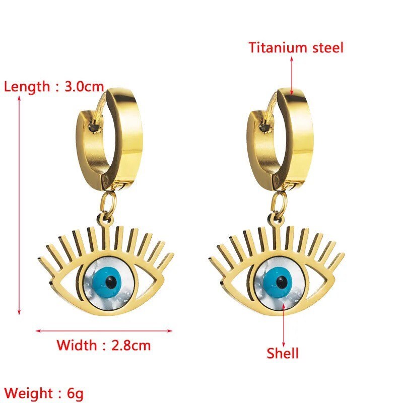 Evil Eye Earrings | Star | Shell | Pendant | Gold | Stainless Steel | Gift Crystal Eyes It