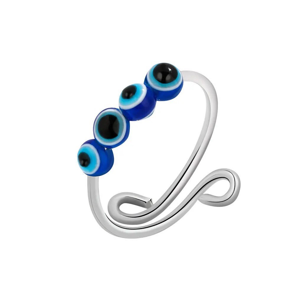 Evil Eye Ring | Fidget Spinner | Anti Anxiety | Nazar | Mal de Ojo | Protection Symbol | Good Luck Charm | Talisman | Jewelry | Gift Crystal Eyes It