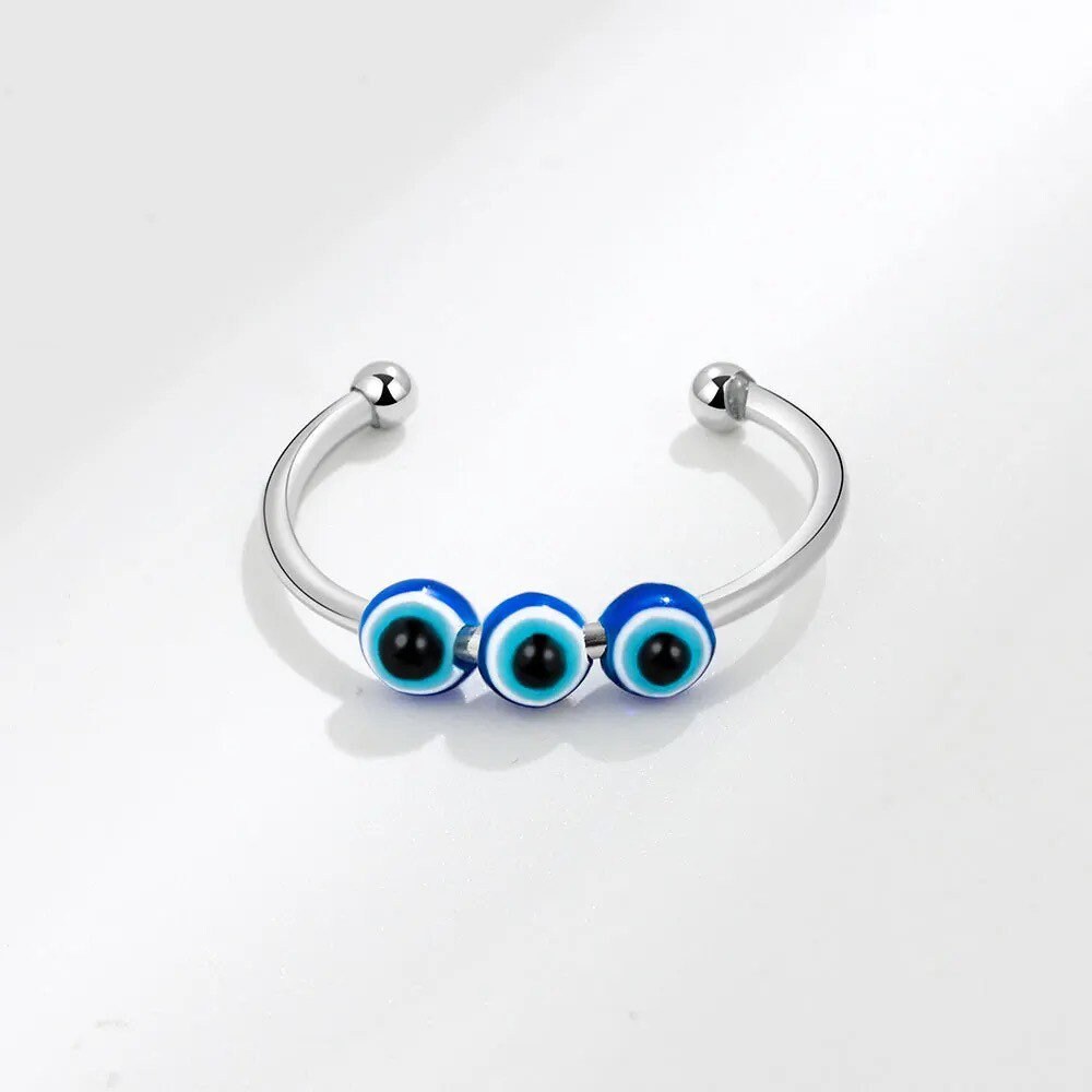Evil Eye Ring | Fidget Spinner | Anti Anxiety | Nazar | Mal de Ojo | Protection Symbol | Good Luck Charm | Talisman | Jewelry | Gift Crystal Eyes It