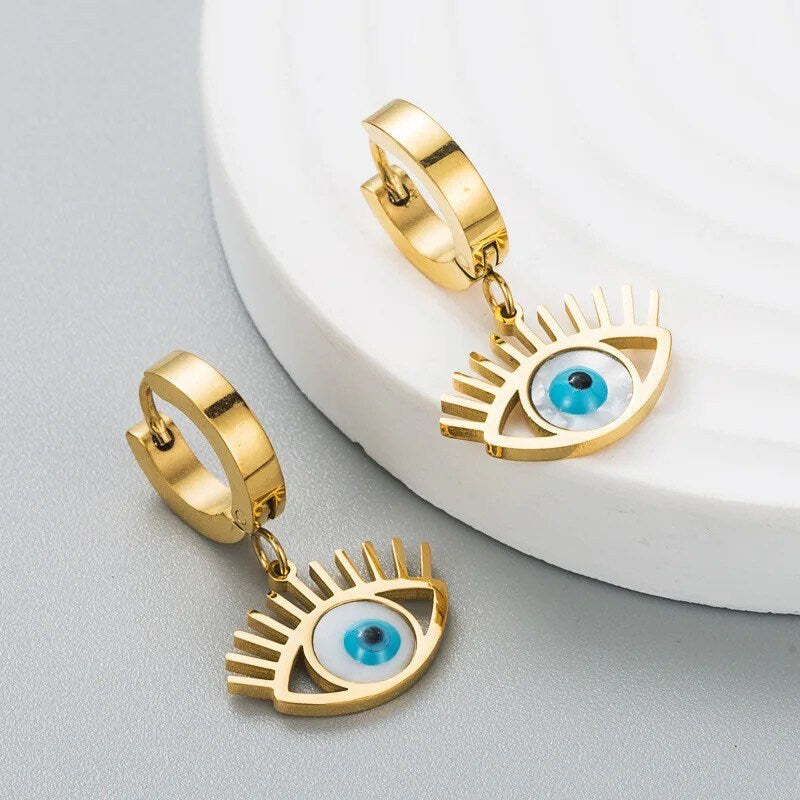 Evil Eye Earrings | Star | Shell | Pendant | Gold | Stainless Steel | Gift Crystal Eyes It