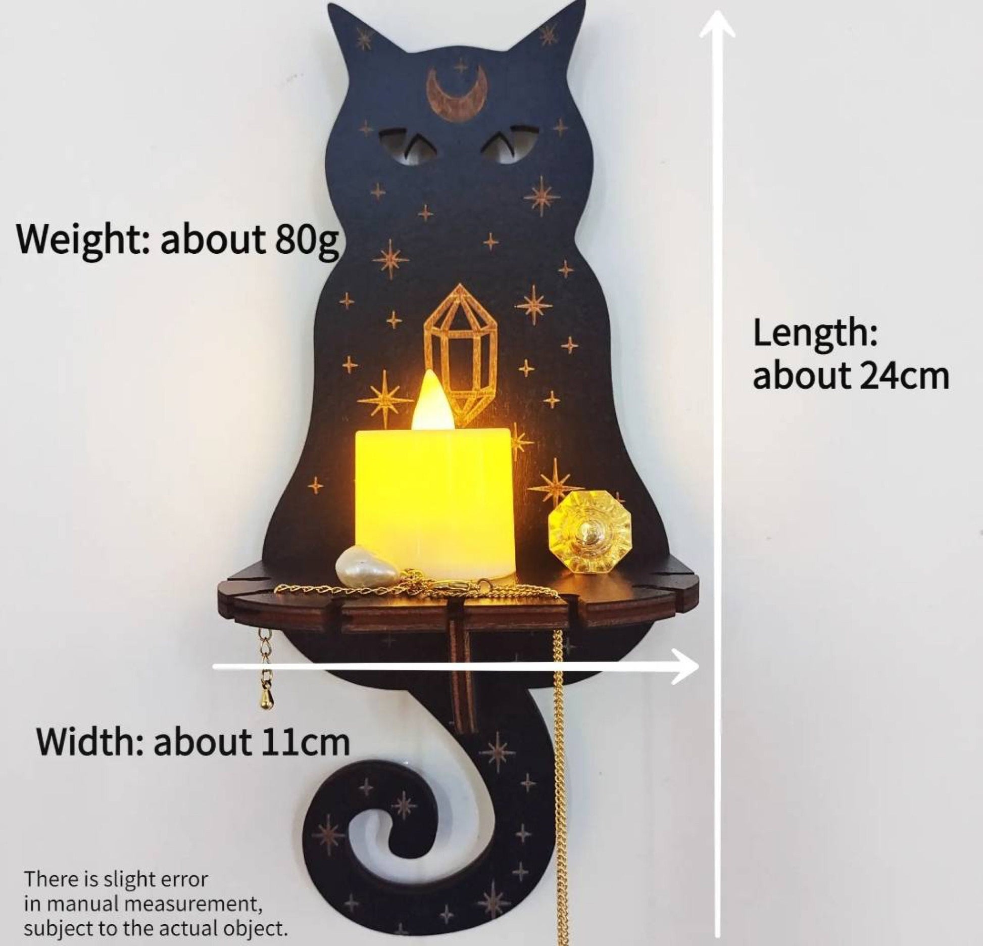 Cat Crystal Candle Display | Holder | Moon | Evil Eye | Hamsa | Spiritual | Wall Decor | Fox | Owl | Snake | Moth | Decoration | Home | Gift My Store