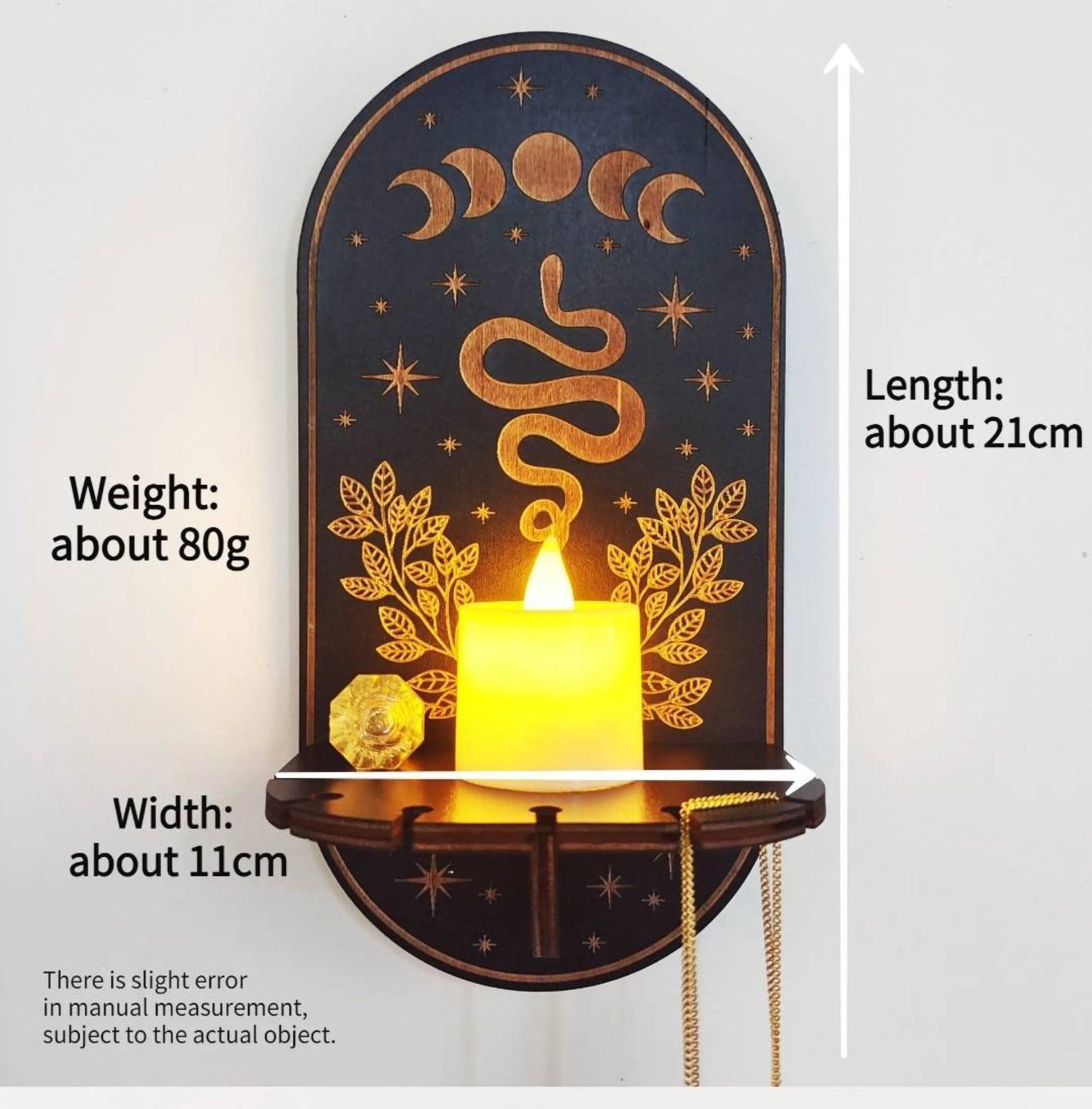 Cat Crystal Candle Display | Holder | Moon | Evil Eye | Hamsa | Spiritual | Wall Decor | Fox | Owl | Snake | Moth | Decoration | Home | Gift My Store