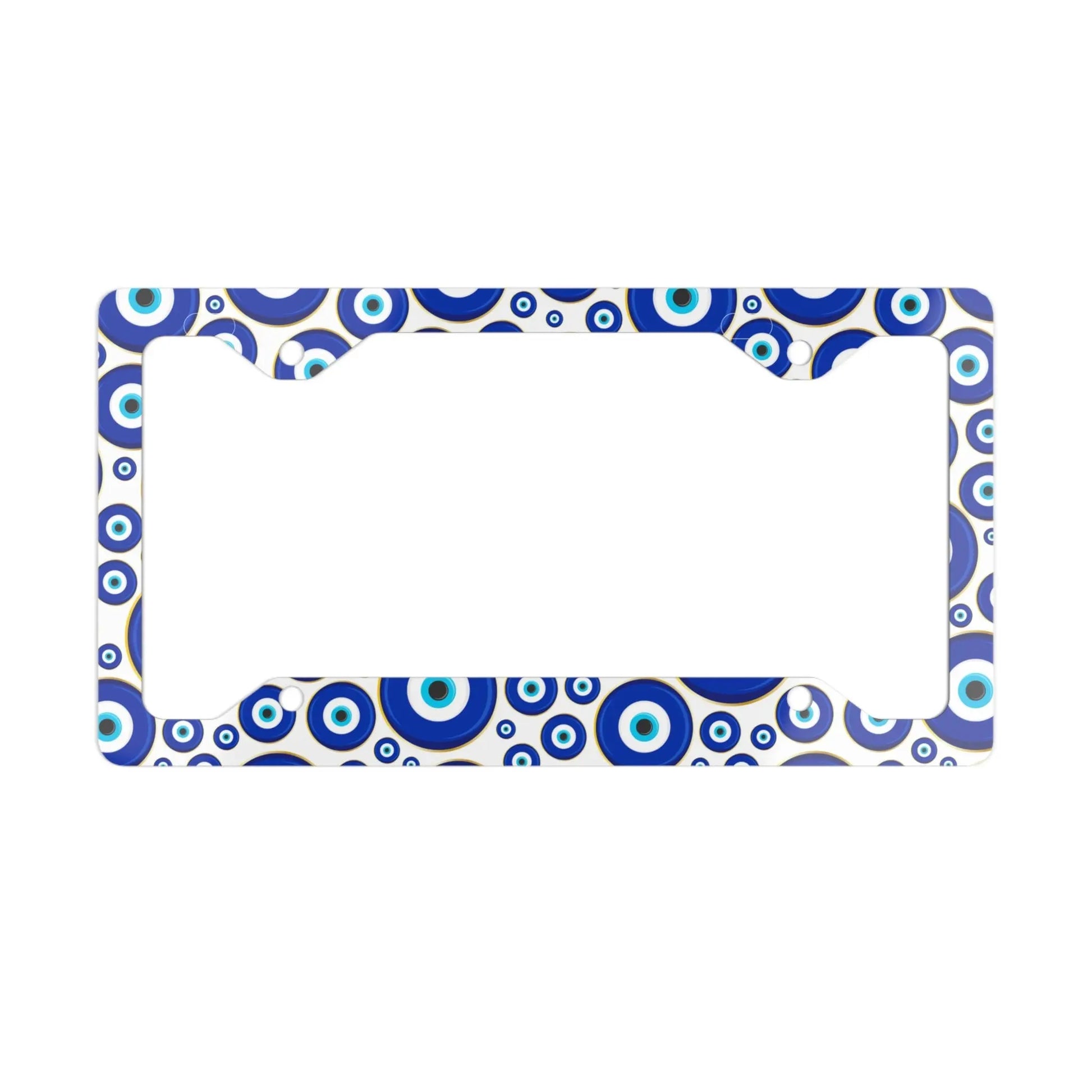 Evil Eye License Plate Frame | Metal | Blue | White | Glossy | Car | Gift