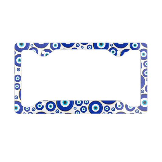 Evil Eye License Plate Frame | Metal | Blue | White | Glossy | Car | Gift