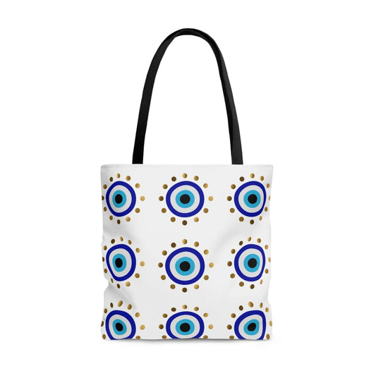 Evil Eye Pattern Tote Bag | Large | Beach | Shopping | White | Pattern | Gift
