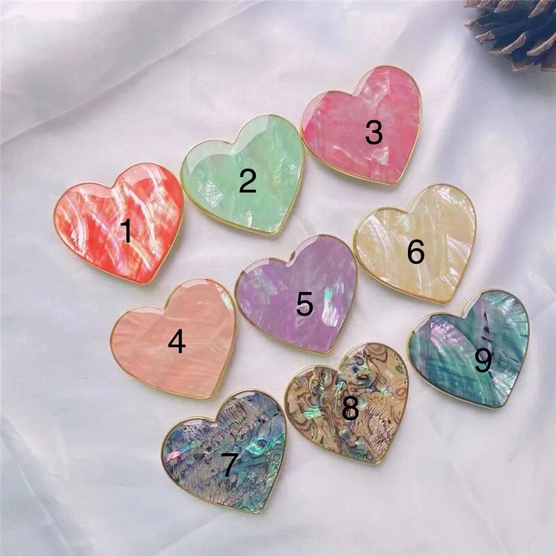 Heart Phone Grip | Tablet | Stand | Holder | Gold Trim | New Style | Shell Color | Love | Medium | Large | Comfortable | Accessory | Gift Crystal Eyes It
