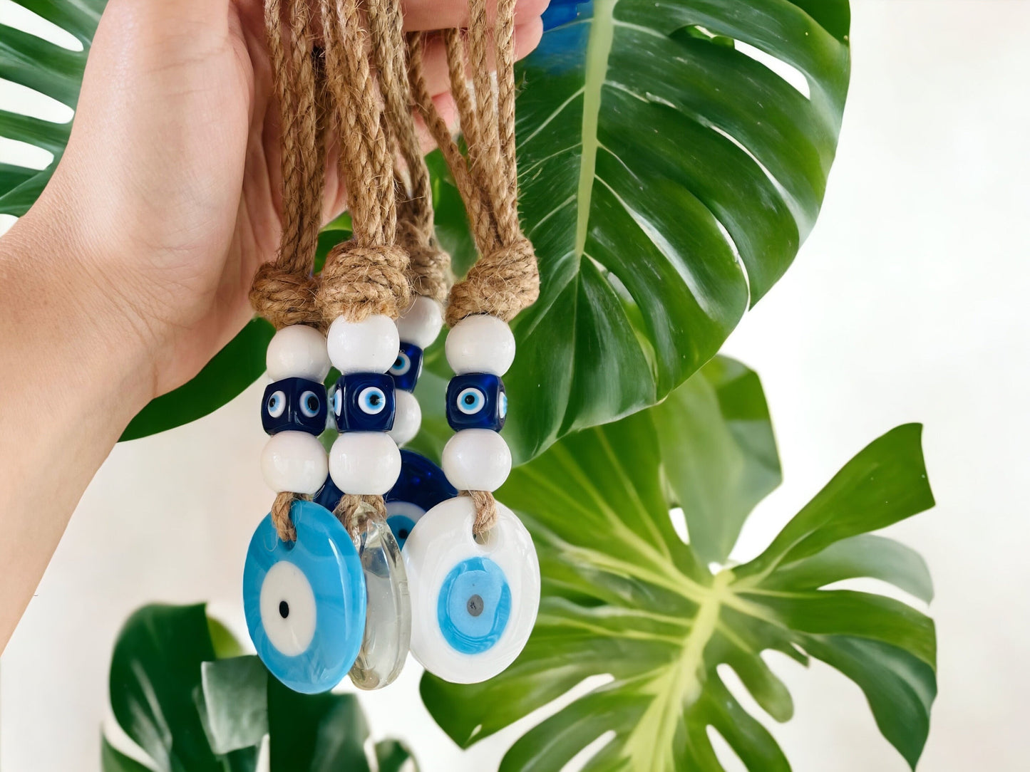 Evil Eye Glass Pendant | Round | Hanging | Light Blue | White | Clear | Protection | Home Decor | Turkish | Large Bead | Housewarming | Gift Crystal Eyes It