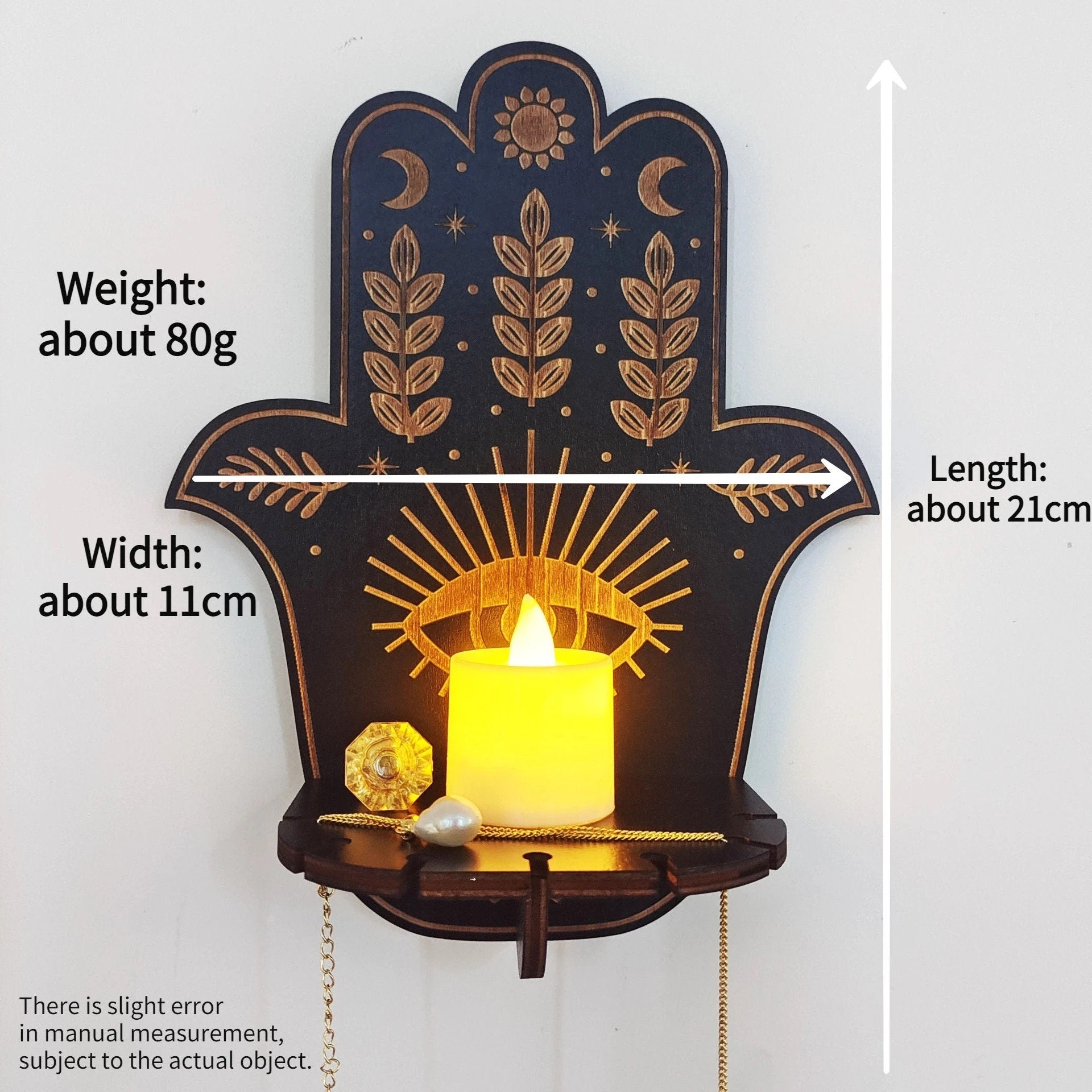 Cat Crystal Candle Display | Holder | Moon | Evil Eye | Hamsa | Spiritual | Wall Decor | Fox | Owl | Snake | Moth | Decoration | Home | Gift My Store