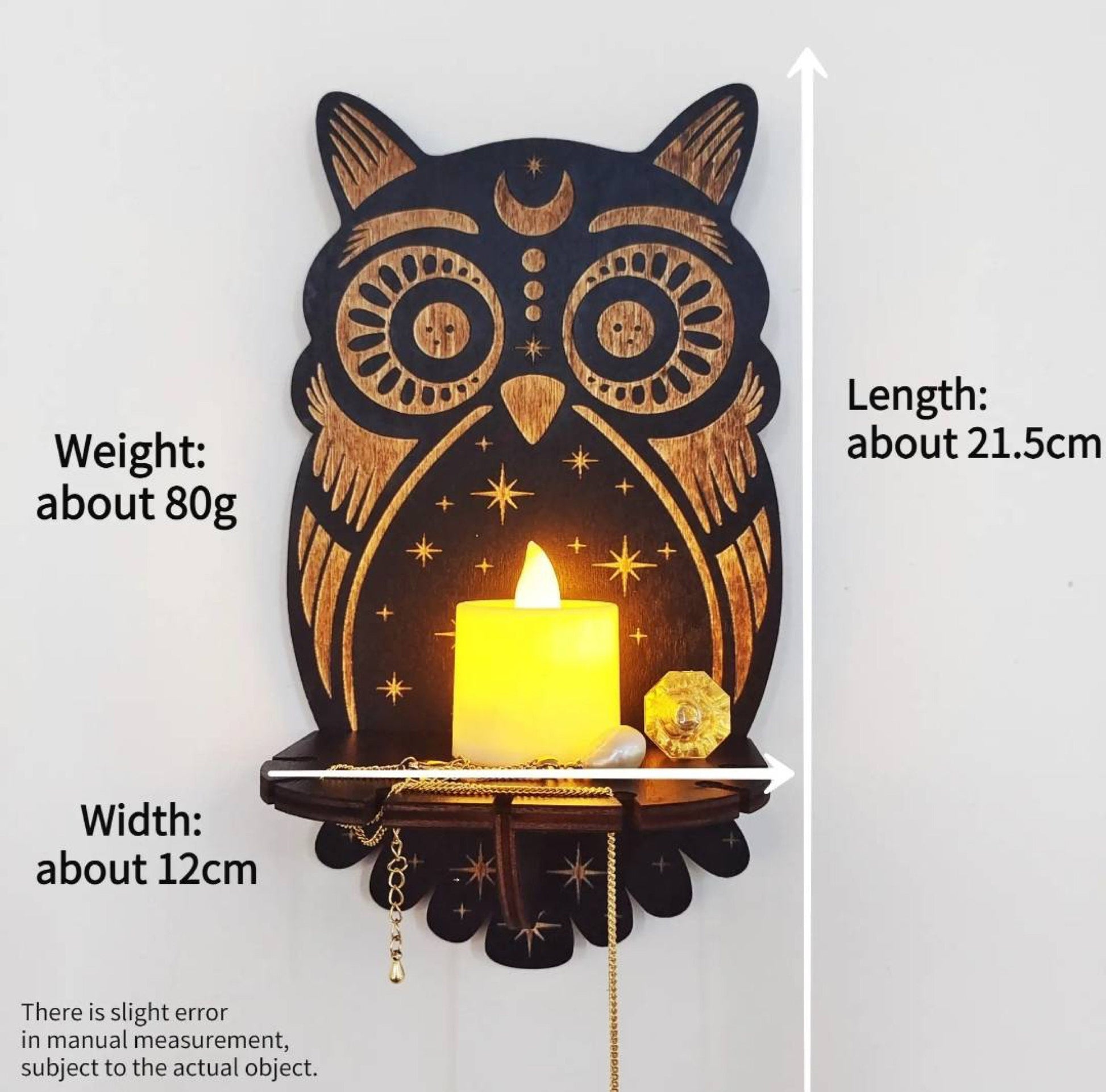 Cat Crystal Candle Display | Holder | Moon | Evil Eye | Hamsa | Spiritual | Wall Decor | Fox | Owl | Snake | Moth | Decoration | Home | Gift My Store