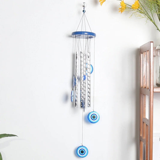 Evil Eye Wind Chime | Outdoor | Garden | Decor | Bells | Decoration | Blue | Black | Art | Gift Crystal Eyes It