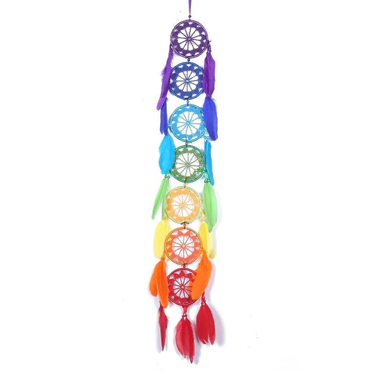 Rainbow Dreamcatcher | Seven Chakra Dream Catcher | Colorful | Wall Hanging Decoration | Boho | Feathers | Art | Gift Crystal Eyes It