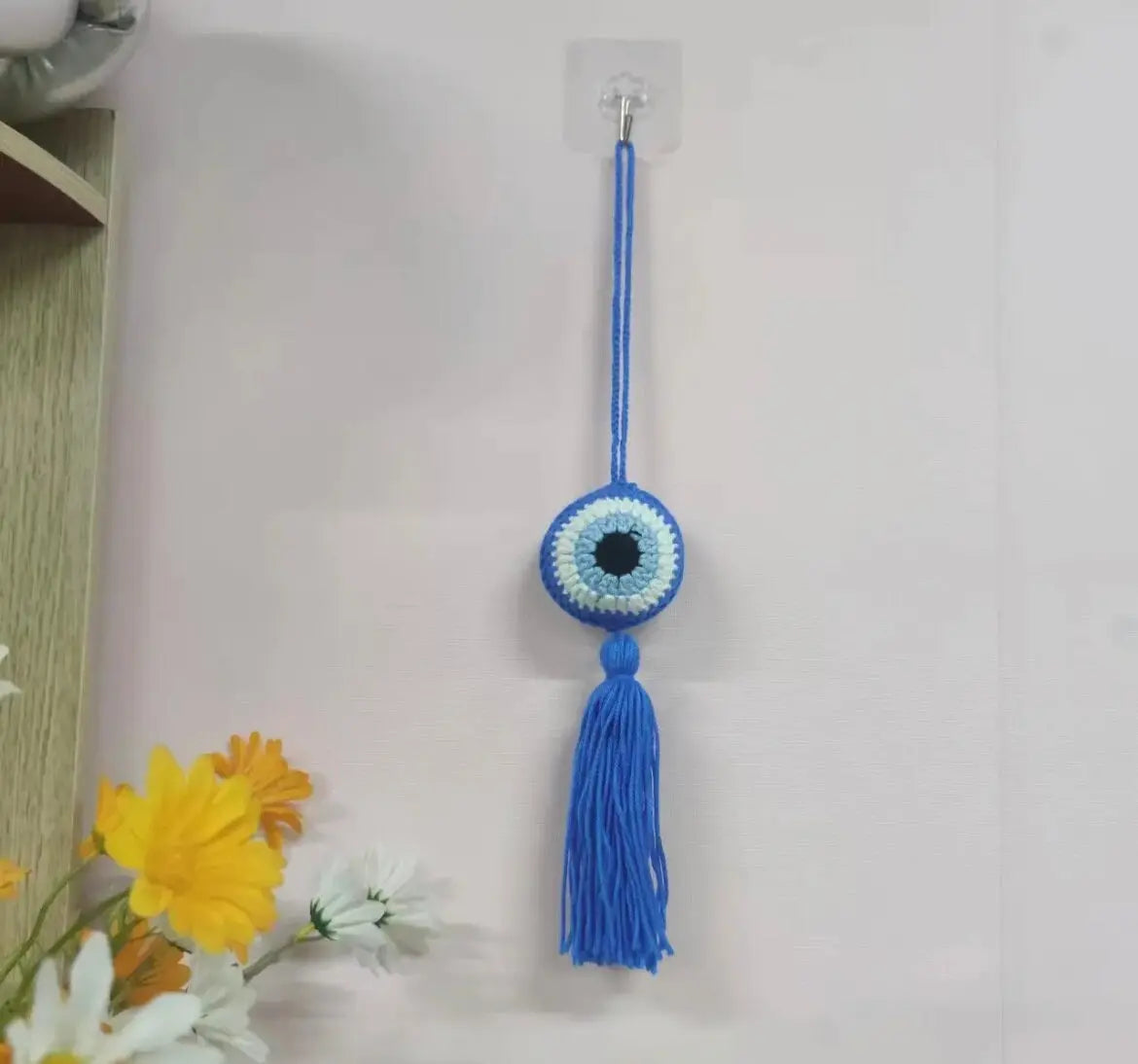 Evil Eye Macrame | Crochet | Knitted | Handwoven | Hanging | Tassel | Protection | Car | Baby | Home Decor | Ornament | Housewarming | Gift Crystal Eyes It