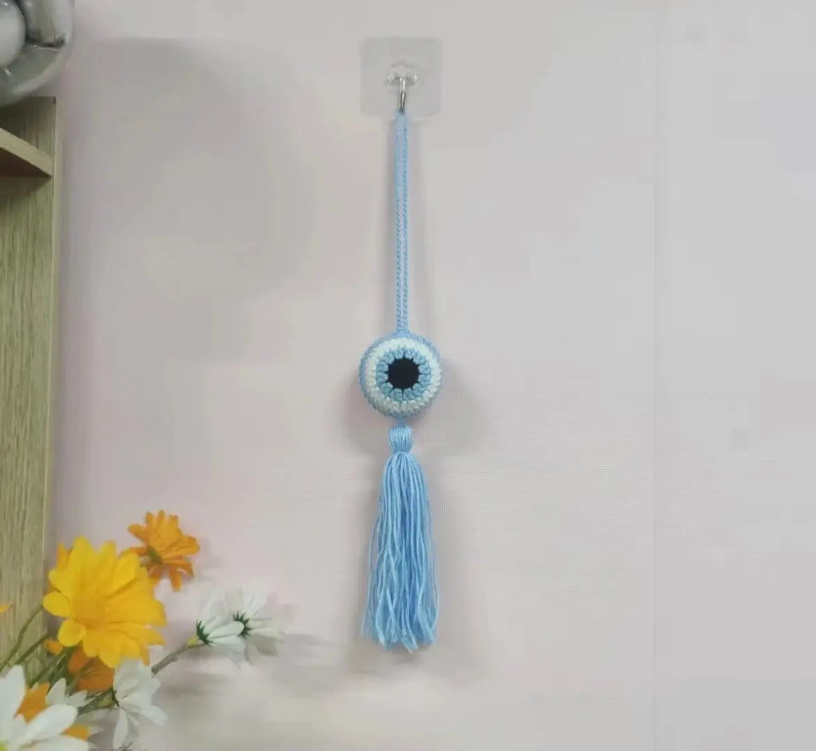 Evil Eye Macrame | Crochet | Knitted | Handwoven | Hanging | Tassel | Protection | Car | Baby | Home Decor | Ornament | Housewarming | Gift Crystal Eyes It