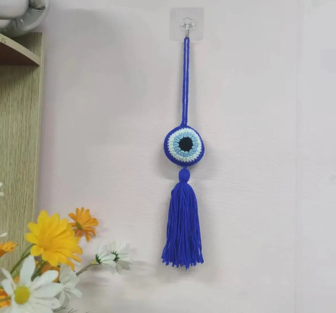 Evil Eye Macrame | Crochet | Knitted | Handwoven | Hanging | Tassel | Protection | Car | Baby | Home Decor | Ornament | Housewarming | Gift Crystal Eyes It