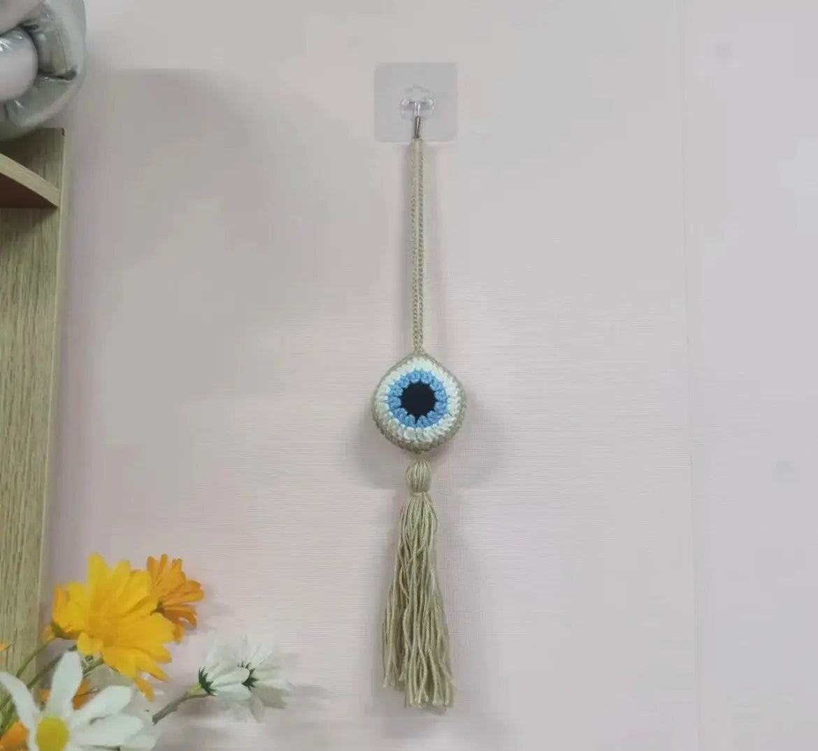 Evil Eye Macrame | Crochet | Knitted | Handwoven | Hanging | Tassel | Protection | Car | Baby | Home Decor | Ornament | Housewarming | Gift Crystal Eyes It