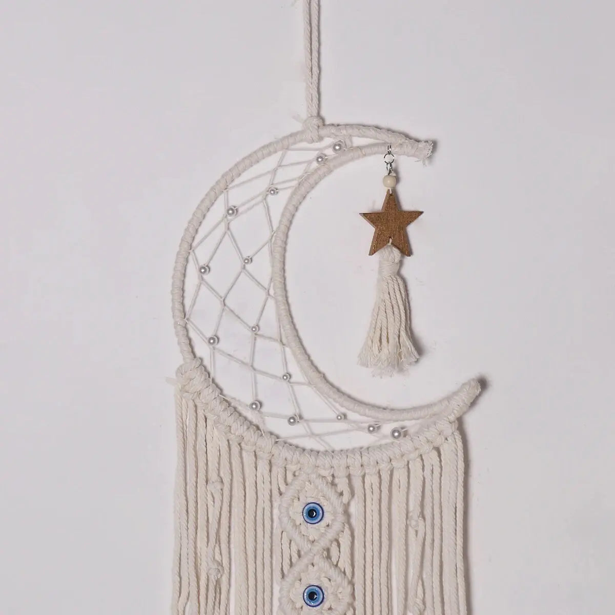 Moon Dream Catcher | Star | Evil Eye Wall Hanging | Dreamcatcher | Macrame | Handwoven | Home Decor | Bohemian | Housewarming | Gift Crystal Eyes It