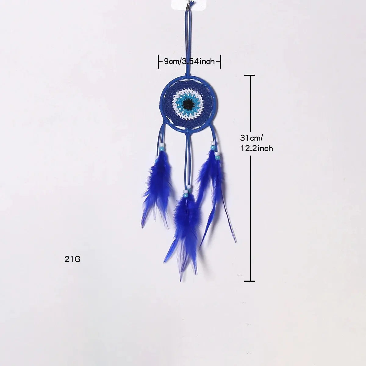 Evil Eye Dreamcatcher | Blue | Dream Catcher | Wall Hanging Decoration | Boho | Feathers | Art | Gift Crystal Eyes It